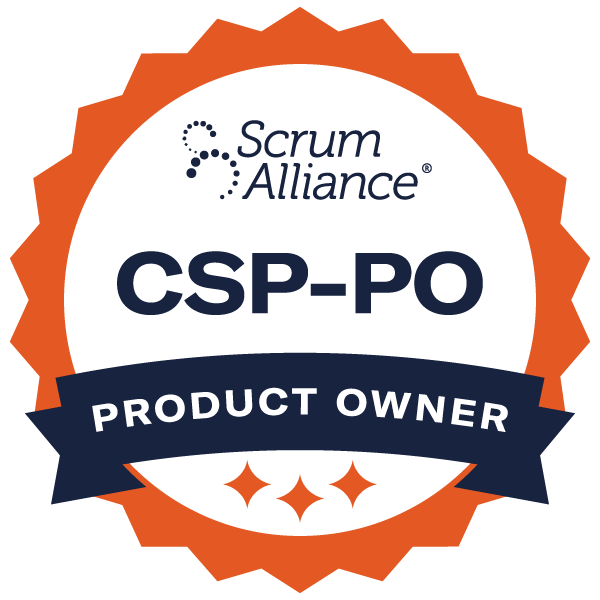 Zertifizierungs-Badge Scrum Alliance CSP-PO (Certified Scrum Professional Product Owner): Monic Meisel, Coach fuer IT- und Produktverantwortliche bei arete*coaching